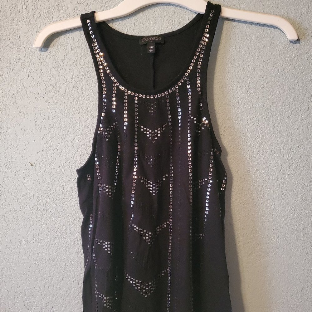 Express Black tank top with silver sequins